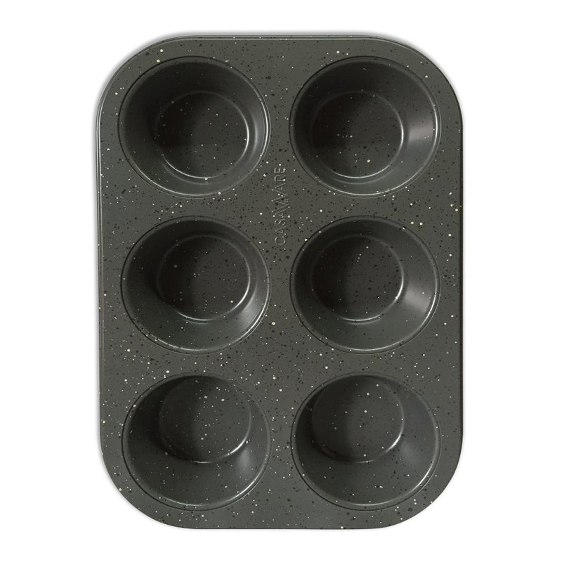 casaWare Toaster Oven 6 Cup Muffin Pan NonStick Ceramic Coated (Silver Granite) - Image 2